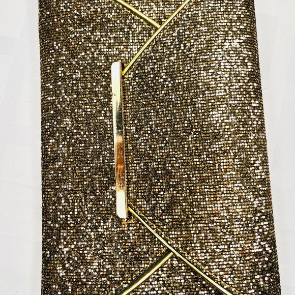 Vintage Gold Sparkle Clutch – 1990s – Satin Lining – Elegant Evening Bag - Picture 4 of 8